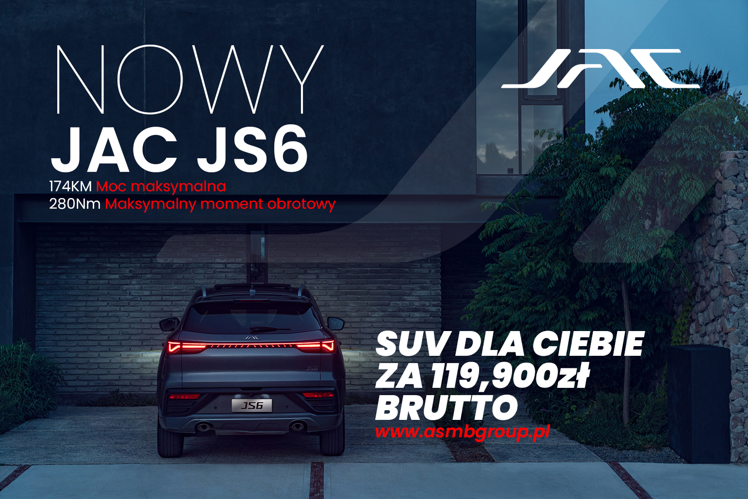 Duży SUV JAC JS6 w niskiej cenie. 92323zł netto w atrakcyjnym finansowaniu.